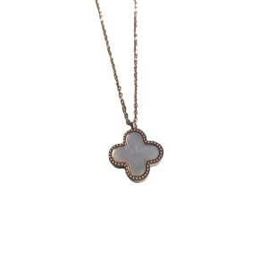 Double sided clover necklace black/white/bronze