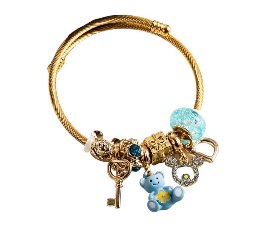 Charm bracelet gold & blue
